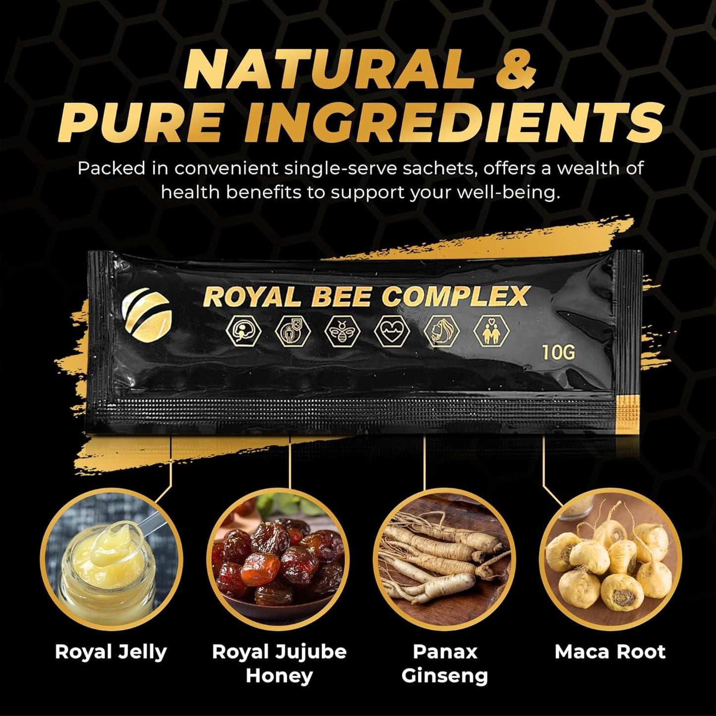 ROYAL BEE COMPLEX HONEY CON PAPPA REALE GINSENG E MACA 24 bustine da 10g (1 scatola))