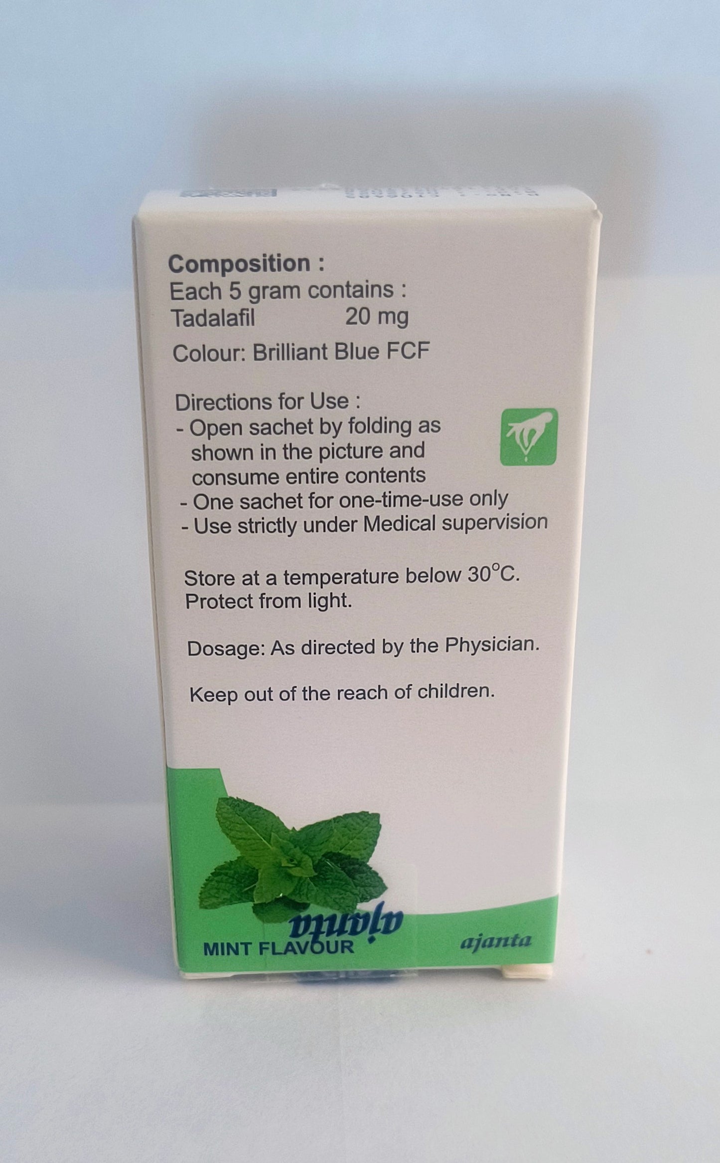 APCALIS MINT-SX 20 mg ORAL JELLY AJANTA (Tadalafil equivalente del cialis) 1 scatola da 7 bustine SCAD. 04/28
