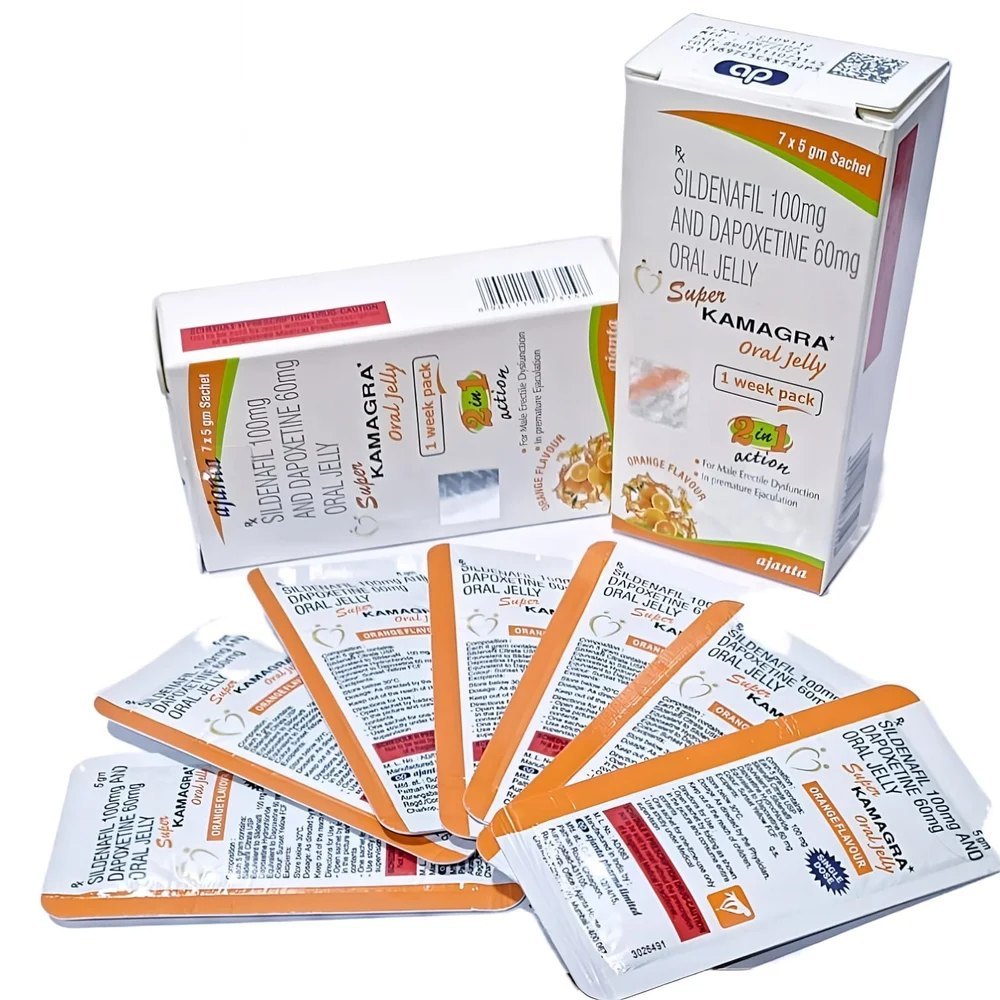 SUPERKAMAGRA 160mg Oral Jelly RITARDANTE (100mg Sildenafil + 60 Dapoxetine) 1 scatolina 7 bustine
