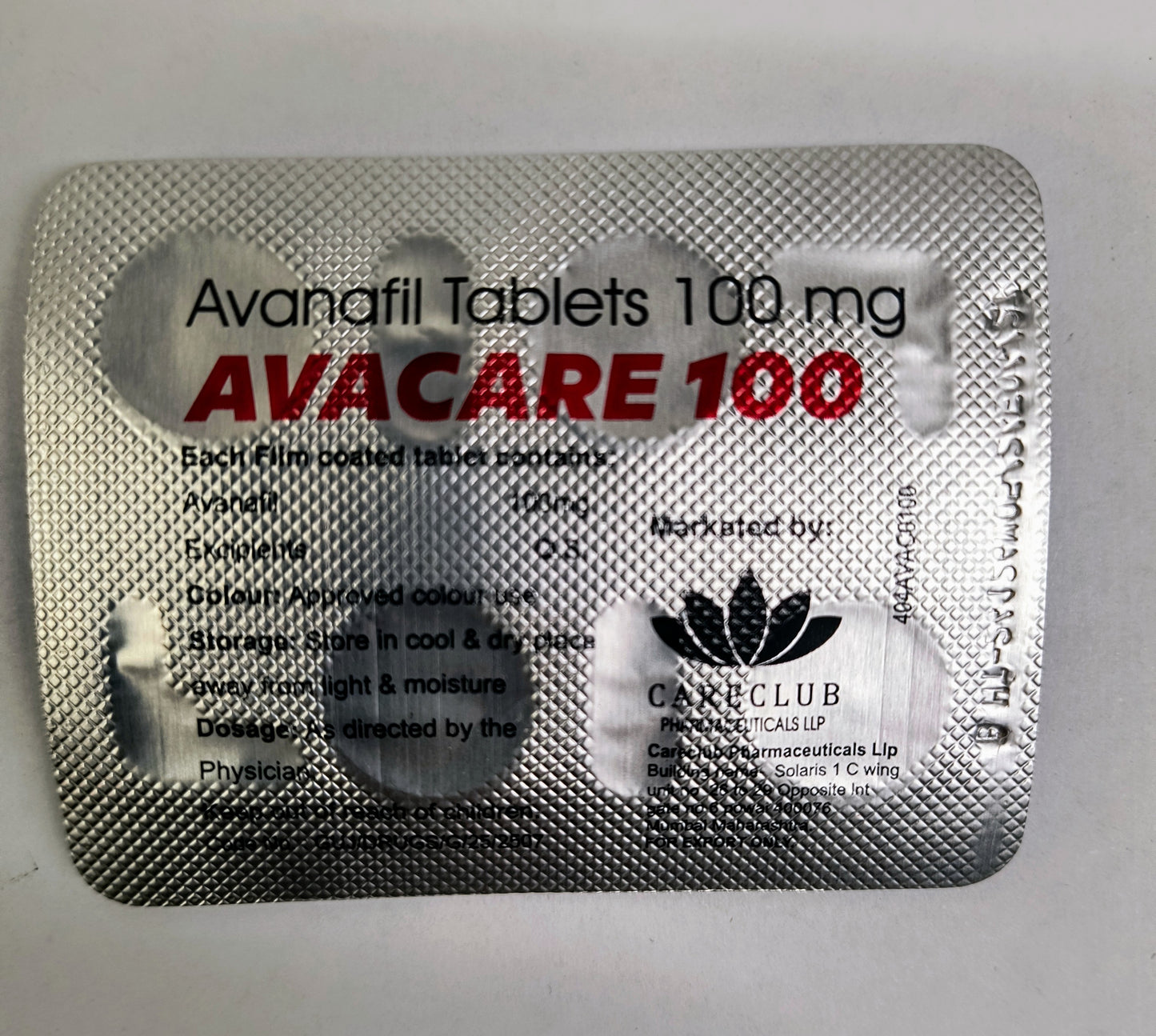 AVACARE 100 Mg (principio attivo Avanafil ) 1 Blister 4 Pillole