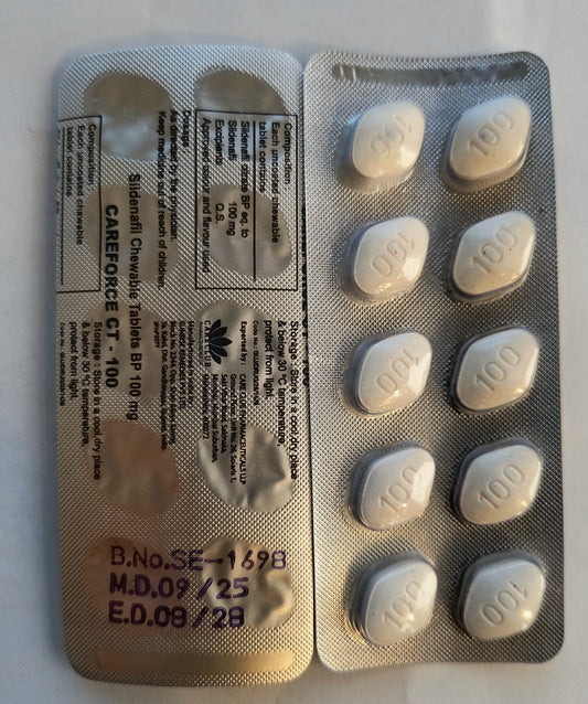 CAREFORCE CT -100 mg MASTICABILI (sildenafil equivalente del viagra) 1 blister 10 compresse scad. 08/2028