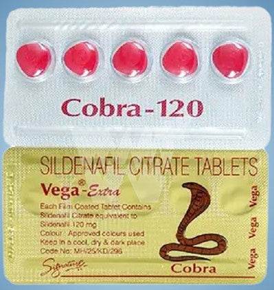 Cobra 120mg (Sildenafil) generico equivalente al Viagra, 1 blister 5 pillole (scadenza Nov.2026)